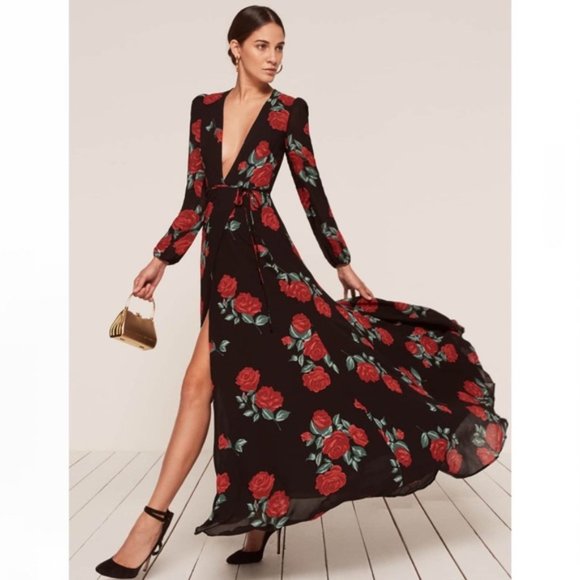 Reformation Milan Hera Carnation Maxi Wrap Dress - Picture 8 of 15